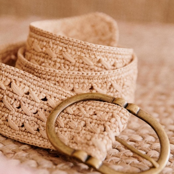 Sezane Fétiche Belt Raphia Naturel - Size 80 Small - Picture 1 of 6